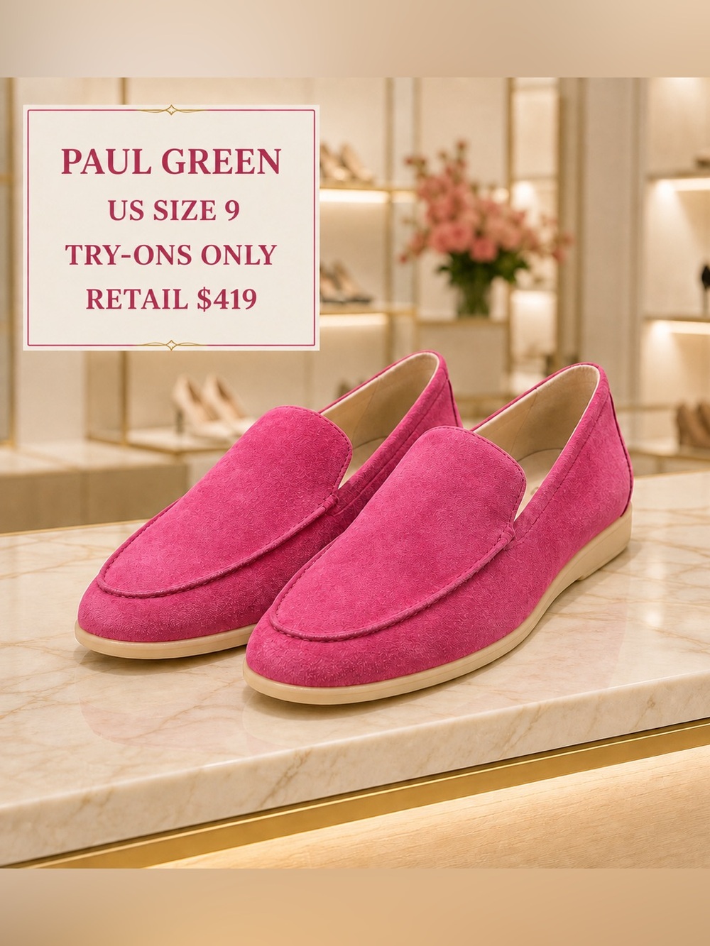 Paul Green Hot Pink Suede Slip-On Loafers